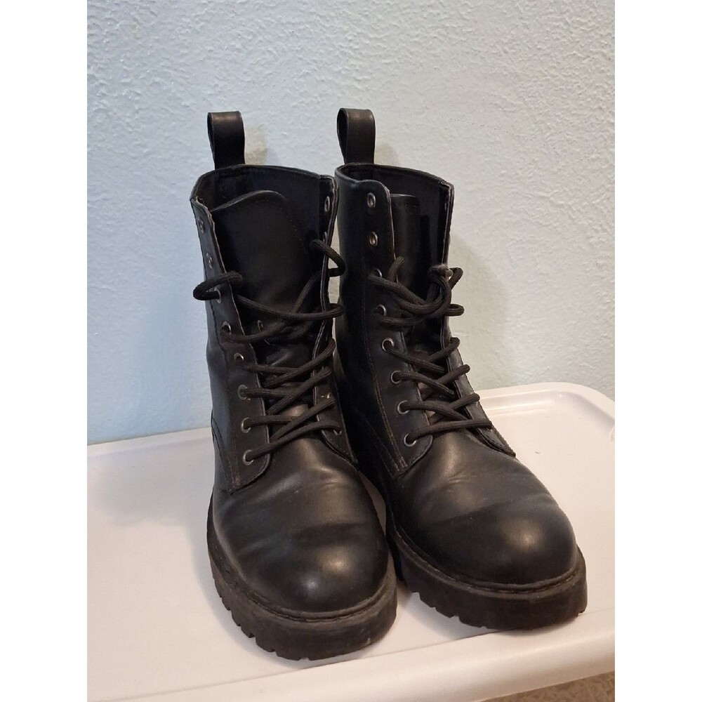 Black Lace-Up Combat Boots